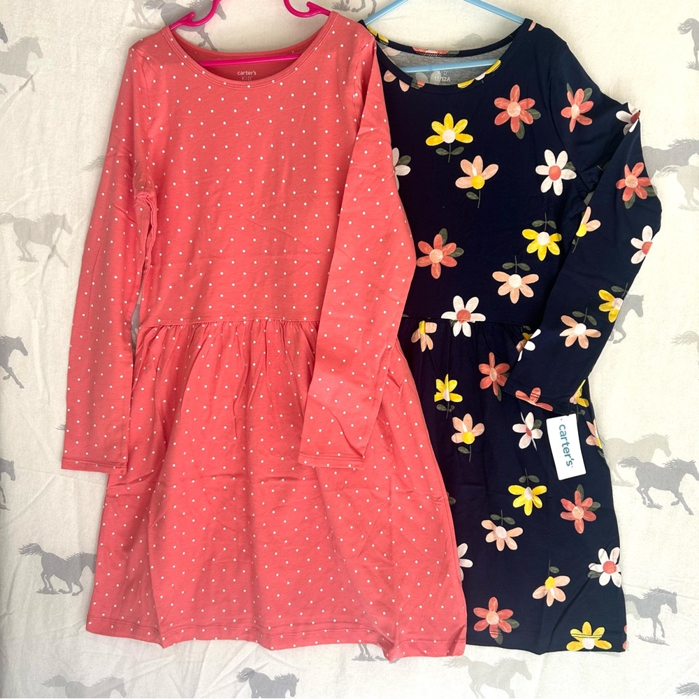 2 pack Carter's Kids Dresses - NEW w/tags Soft long sleeve Sensory friendly